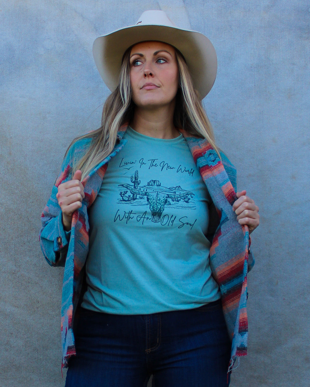 Livin in the New World With an Old Soul Graphic Tee - Imperfectly Perfect Boutique