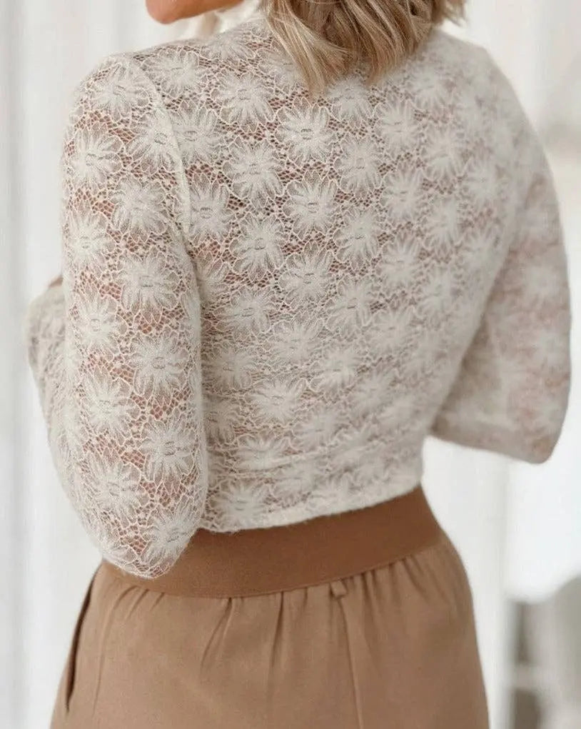 Adele Lace Mesh Long Sleeve Top - Imperfectly Perfect Boutique