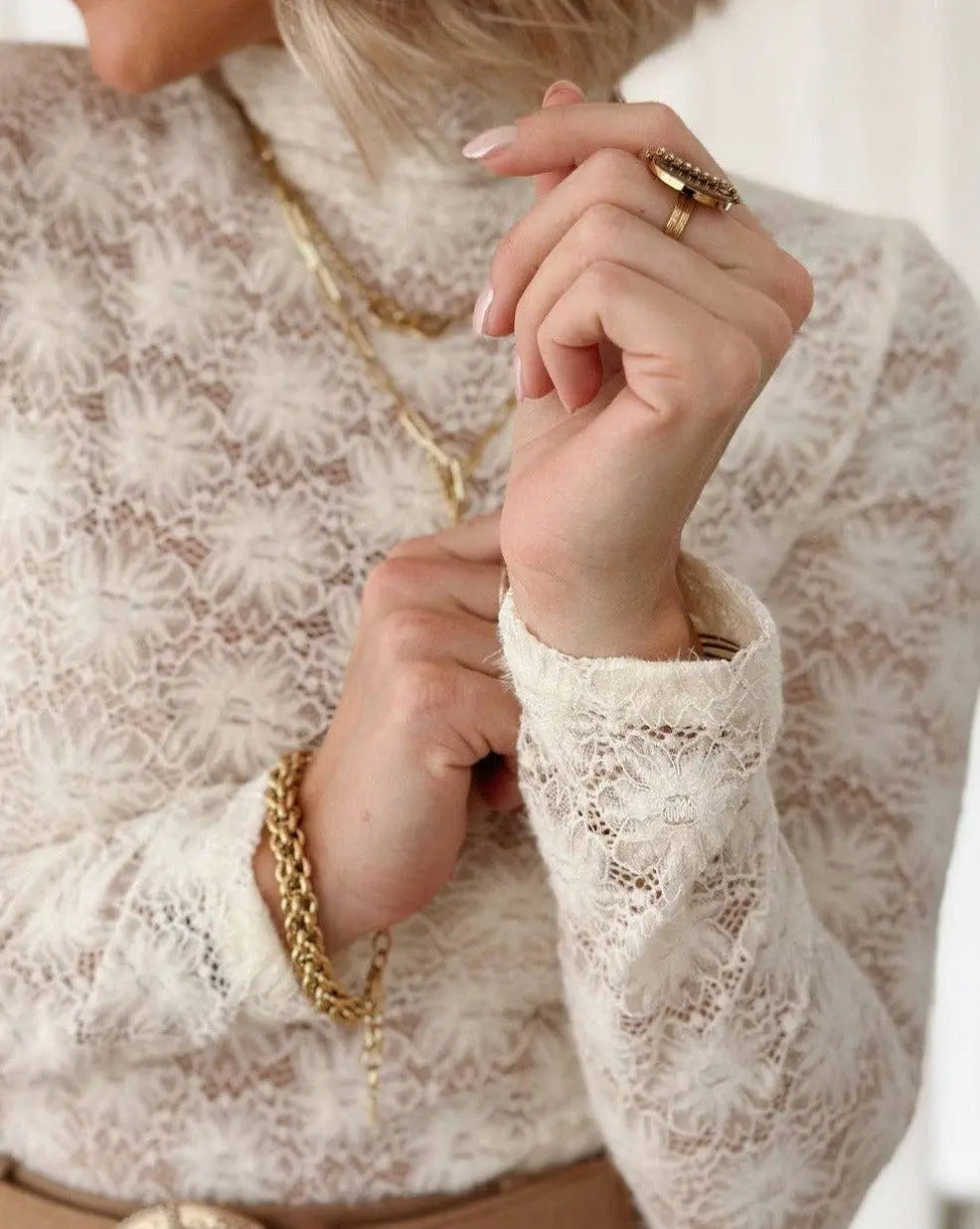 Adele Lace Mesh Long Sleeve Top - Imperfectly Perfect Boutique