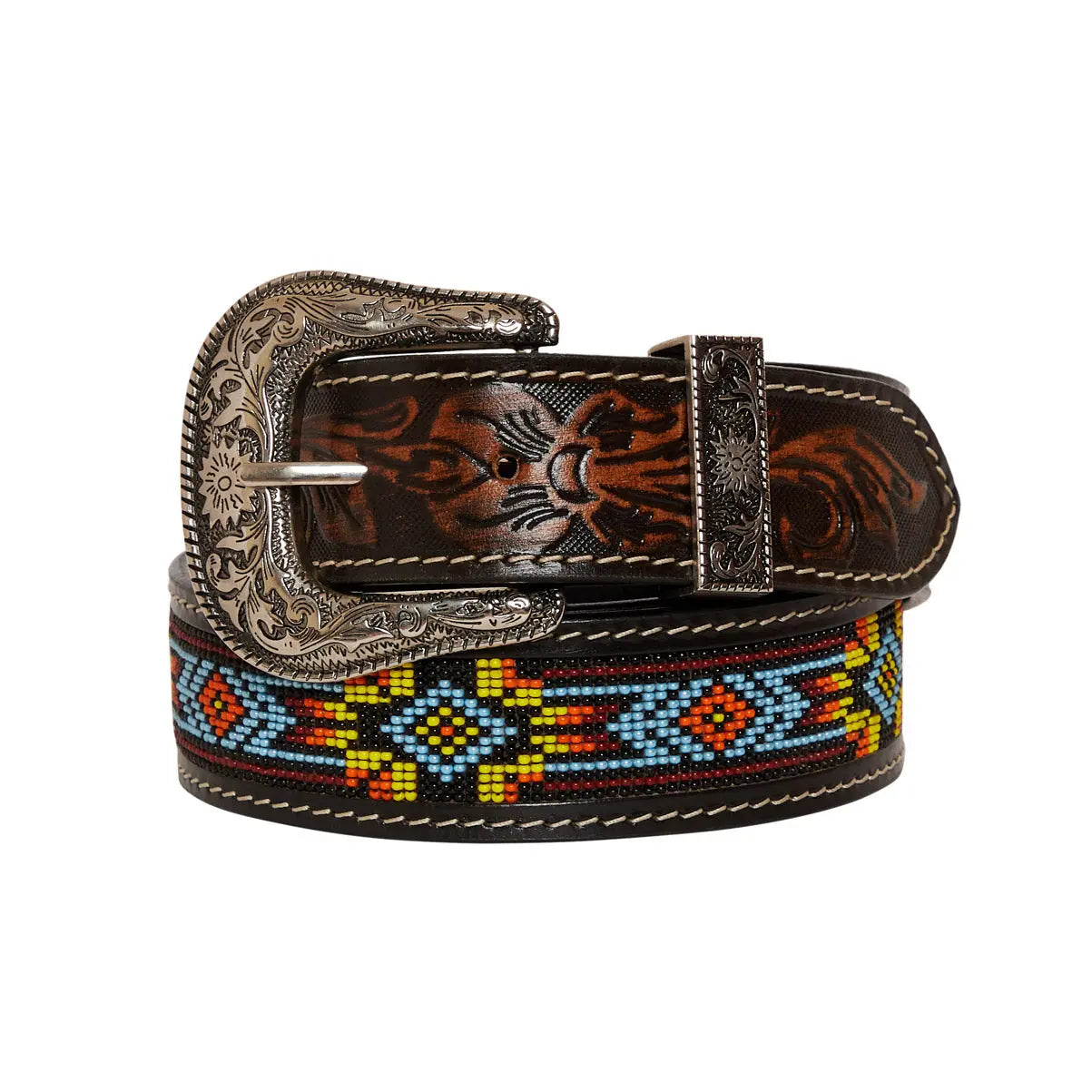 Beaded Tooled Belt Black Imperfectly Perfect Boutique