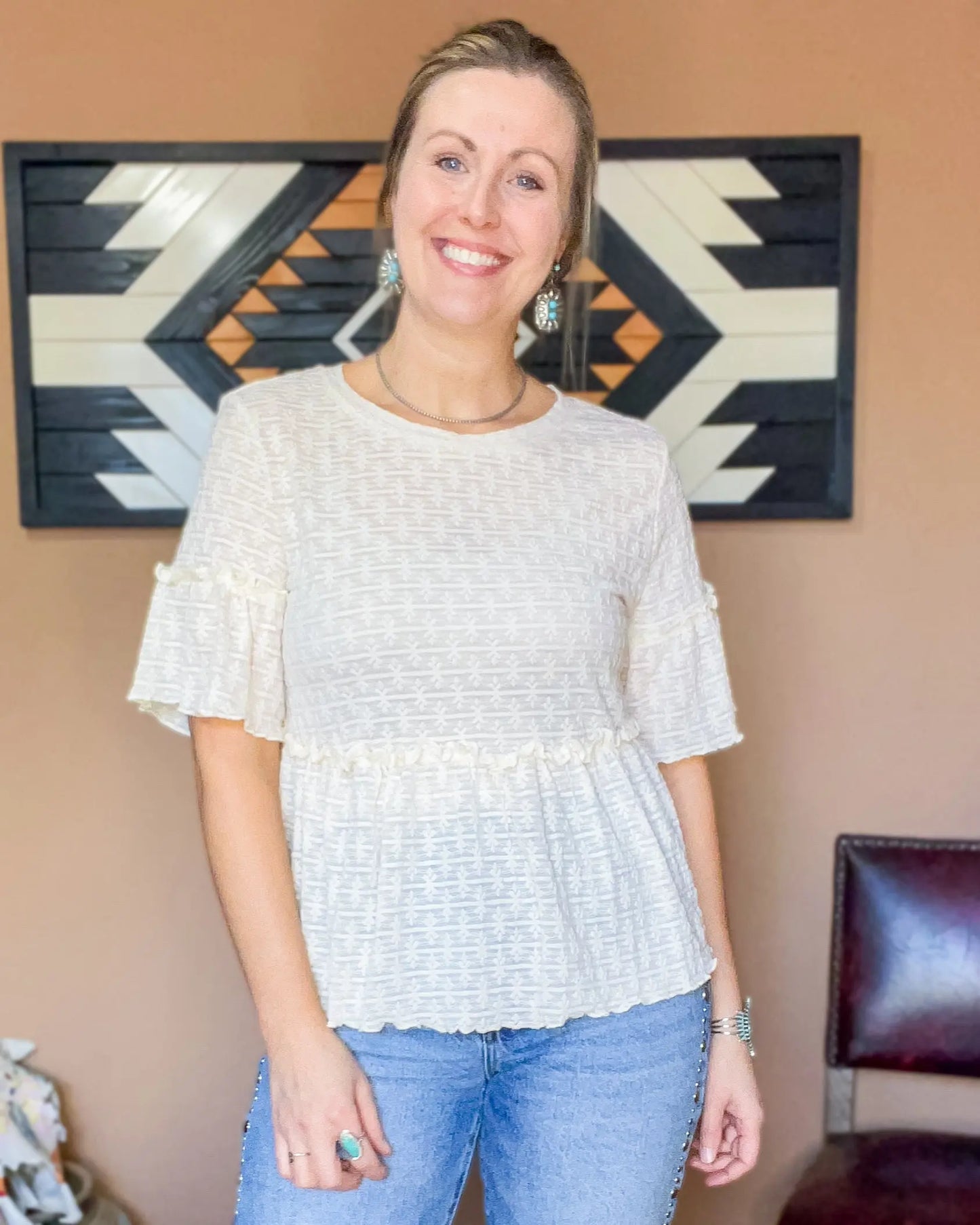 Boho Ruffle Mesh Top Imperfectly Perfect Boutique