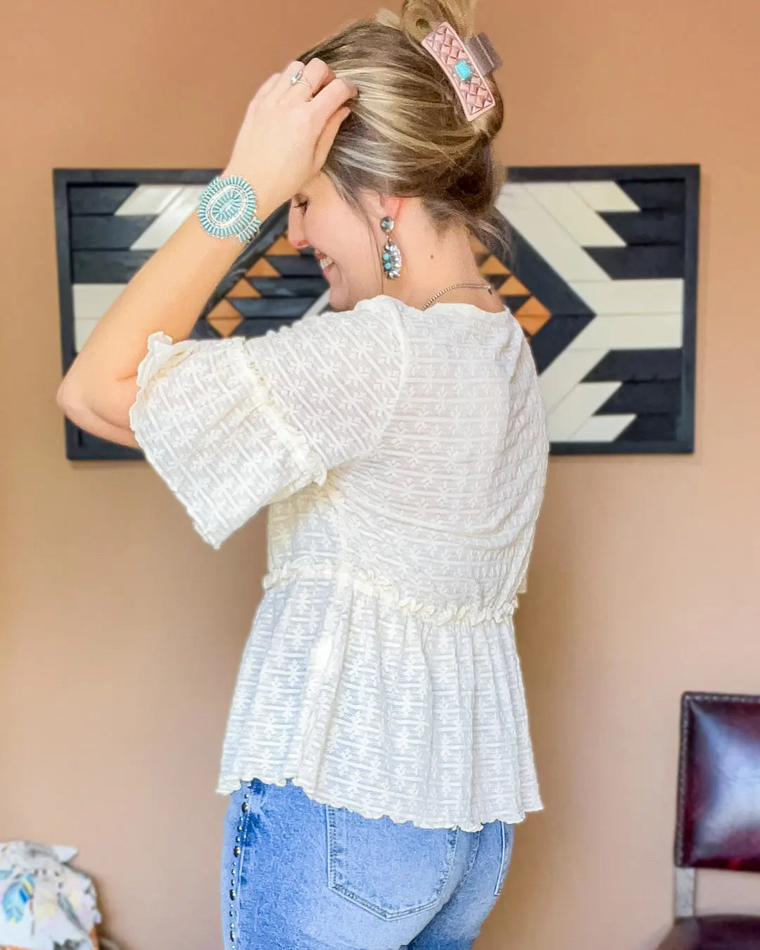 Boho Ruffle Mesh Top Imperfectly Perfect Boutique