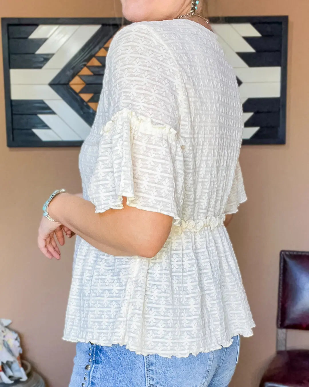 Boho Ruffle Mesh Top Imperfectly Perfect Boutique