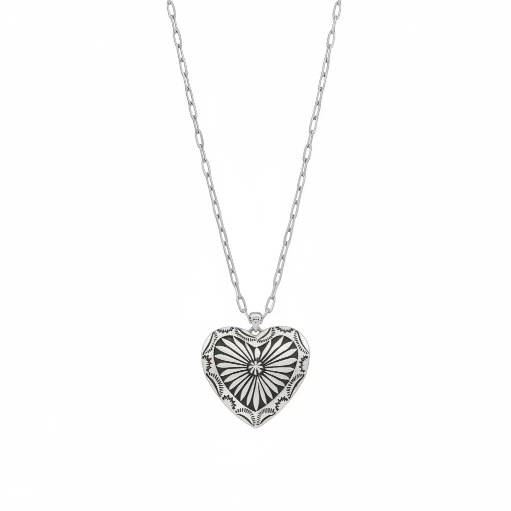 Engraved Heart Pendant Necklace - Imperfectly Perfect Boutique