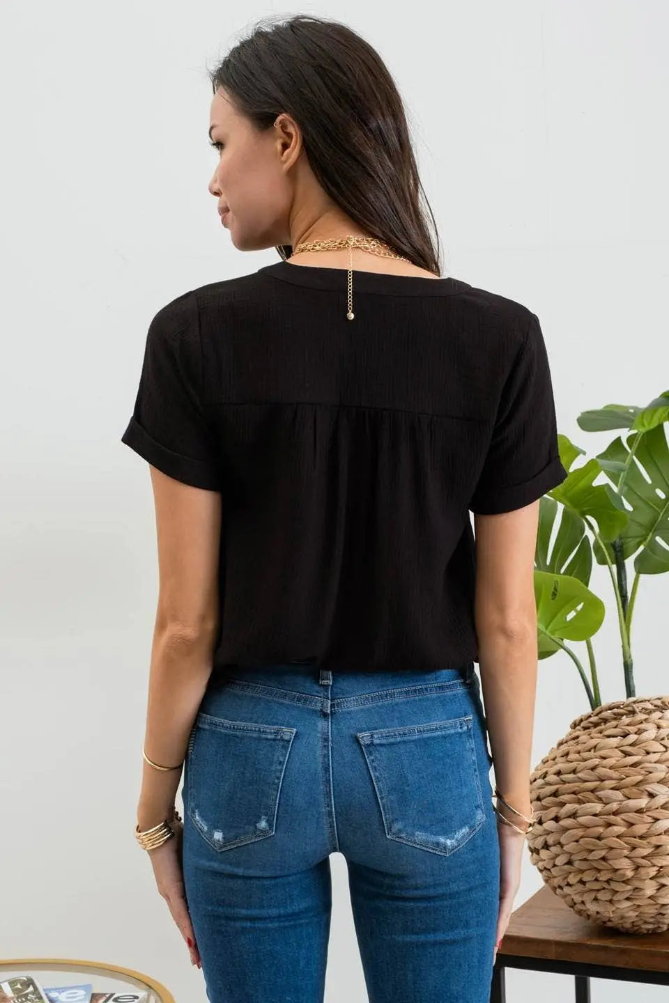 FRONT FLORAL LACE WOVEN TOP - Imperfectly Perfect Boutique