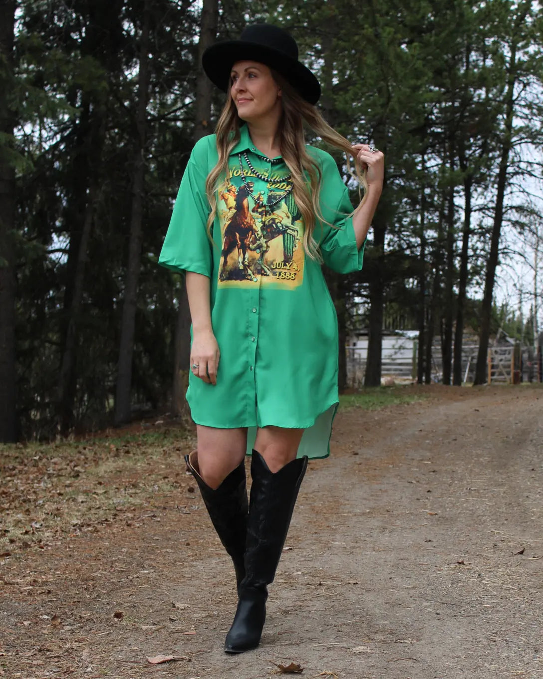 Jade Vintage Rodeo Button Down Shirt Dress - Imperfectly Perfect Boutique