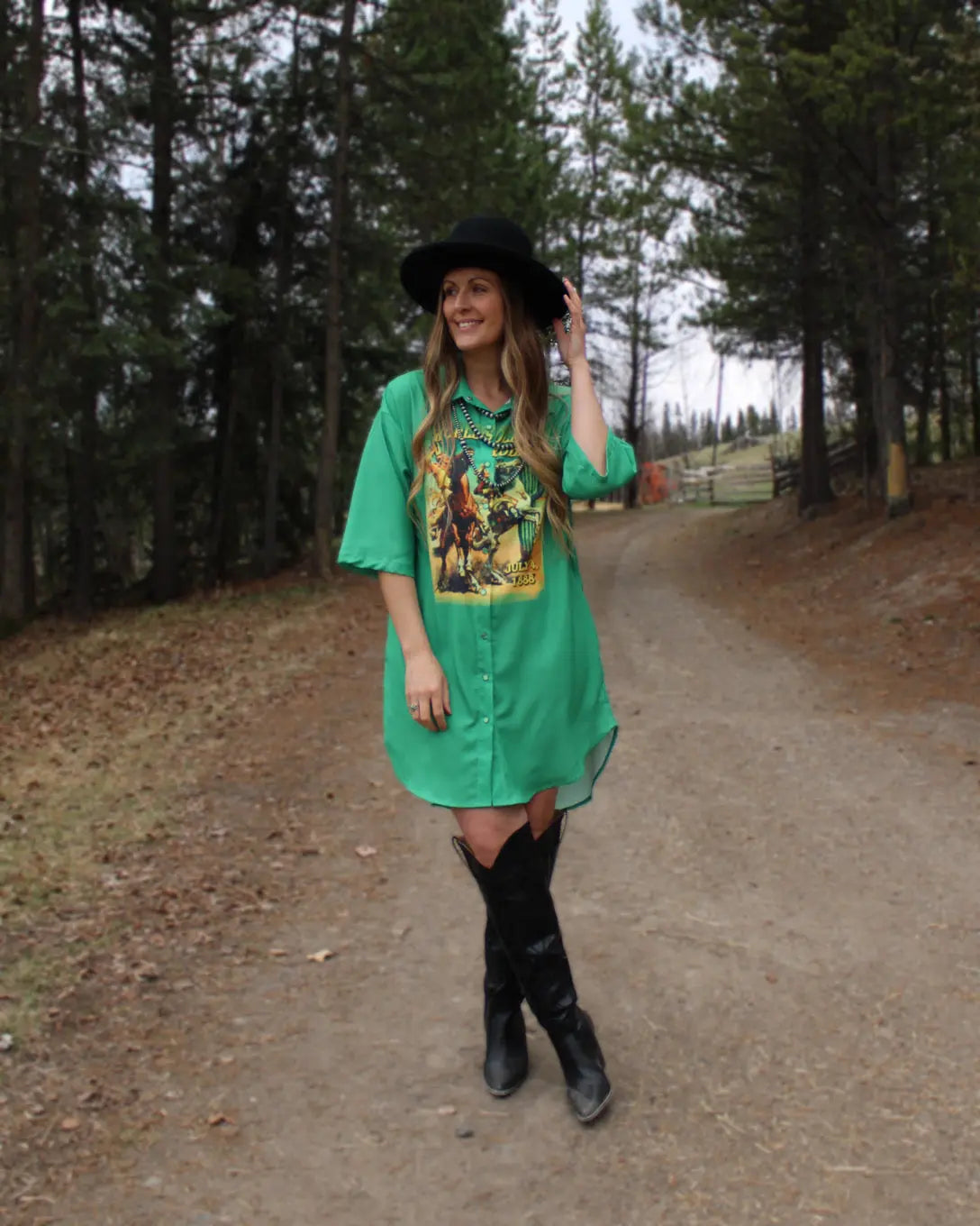 Jade Vintage Rodeo Button Down Shirt Dress - Imperfectly Perfect Boutique
