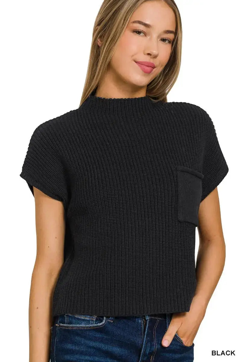 Mock Neck Sleeveless Sweater Imperfectly Perfect Boutique