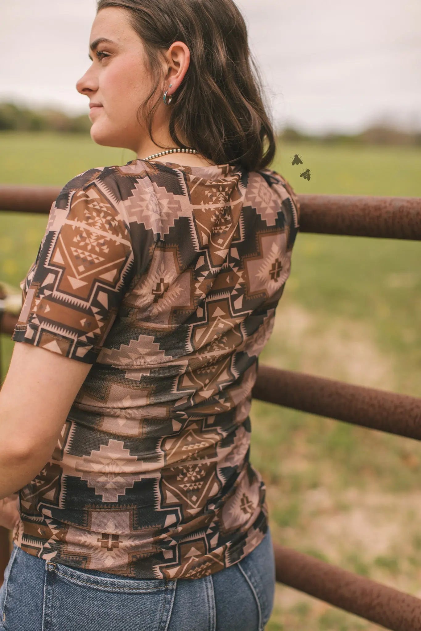New Trails Aztec Mesh Tee - Size S Imperfectly Perfect Boutique