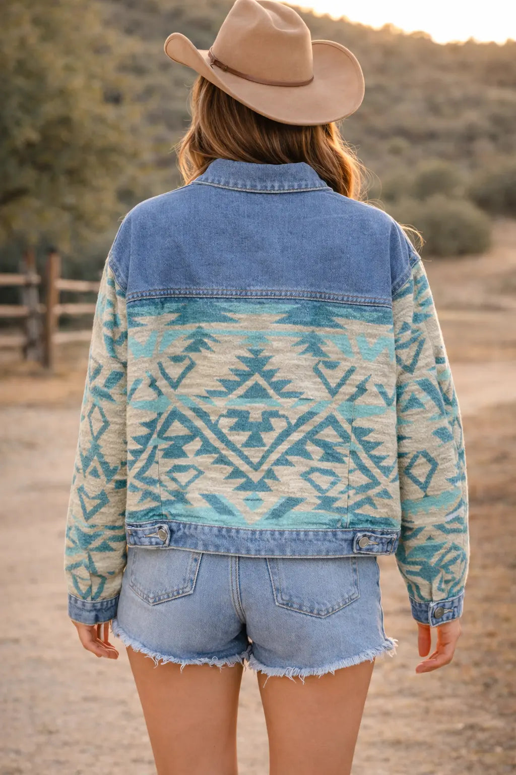 Ladies Denim with Aztec Fashion Jacket| DA-245 - Imperfectly Perfect Boutique