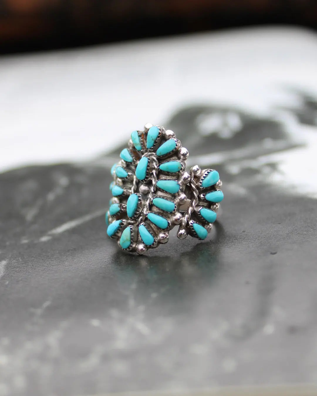 Zuni Turquoise Cluster Ring Imperfectly Perfect Boutique