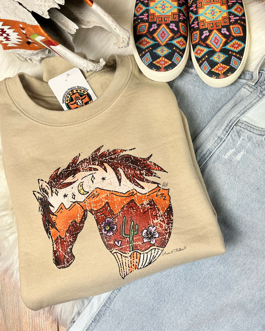 Maricopa Horse Graphic Sweatshirt - Imperfectly Perfect Boutique