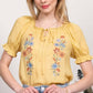FLORAL EMBROIDERY WOVEN TOP - Imperfectly Perfect Boutique