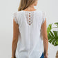 STRIPED SLEEVELESS V NECK LACE TRIM TOP - Imperfectly Perfect Boutique