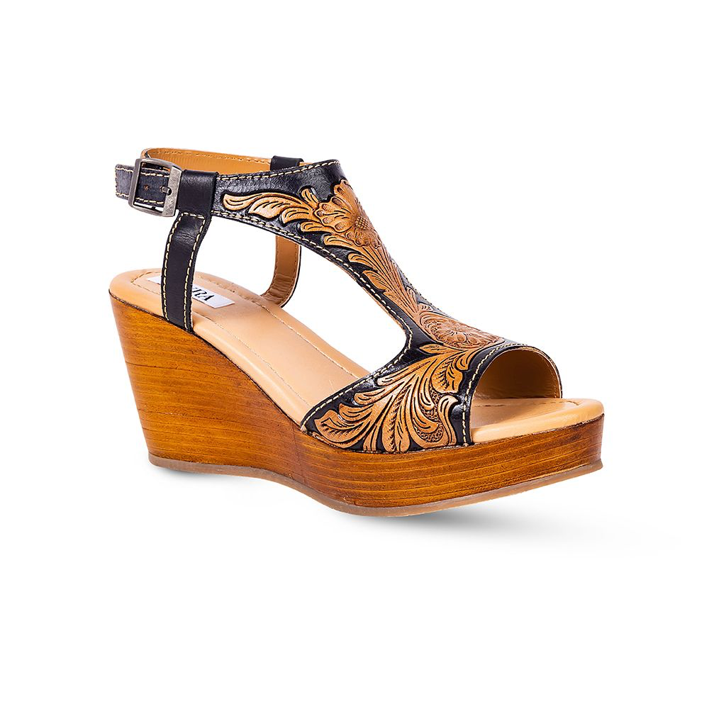 Keely Tooled Leather Wedges - Imperfectly Perfect Boutique