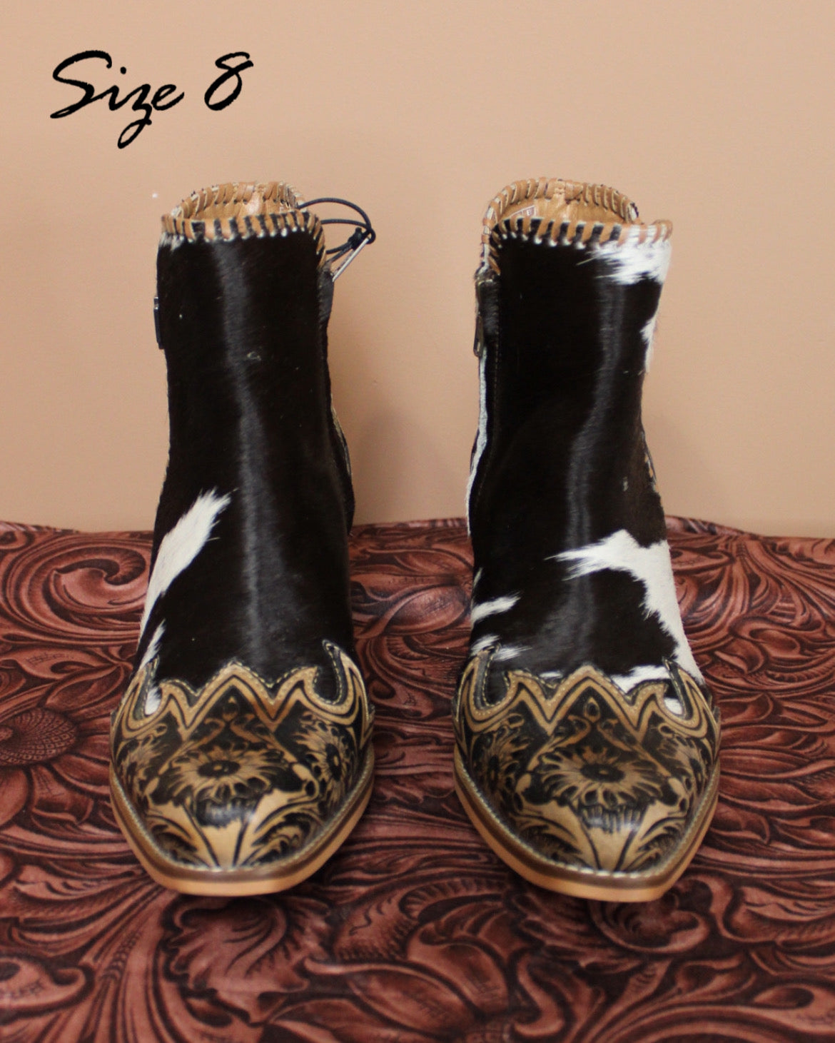 Macey Tooled Cowhide Booties - Imperfectly Perfect Boutique