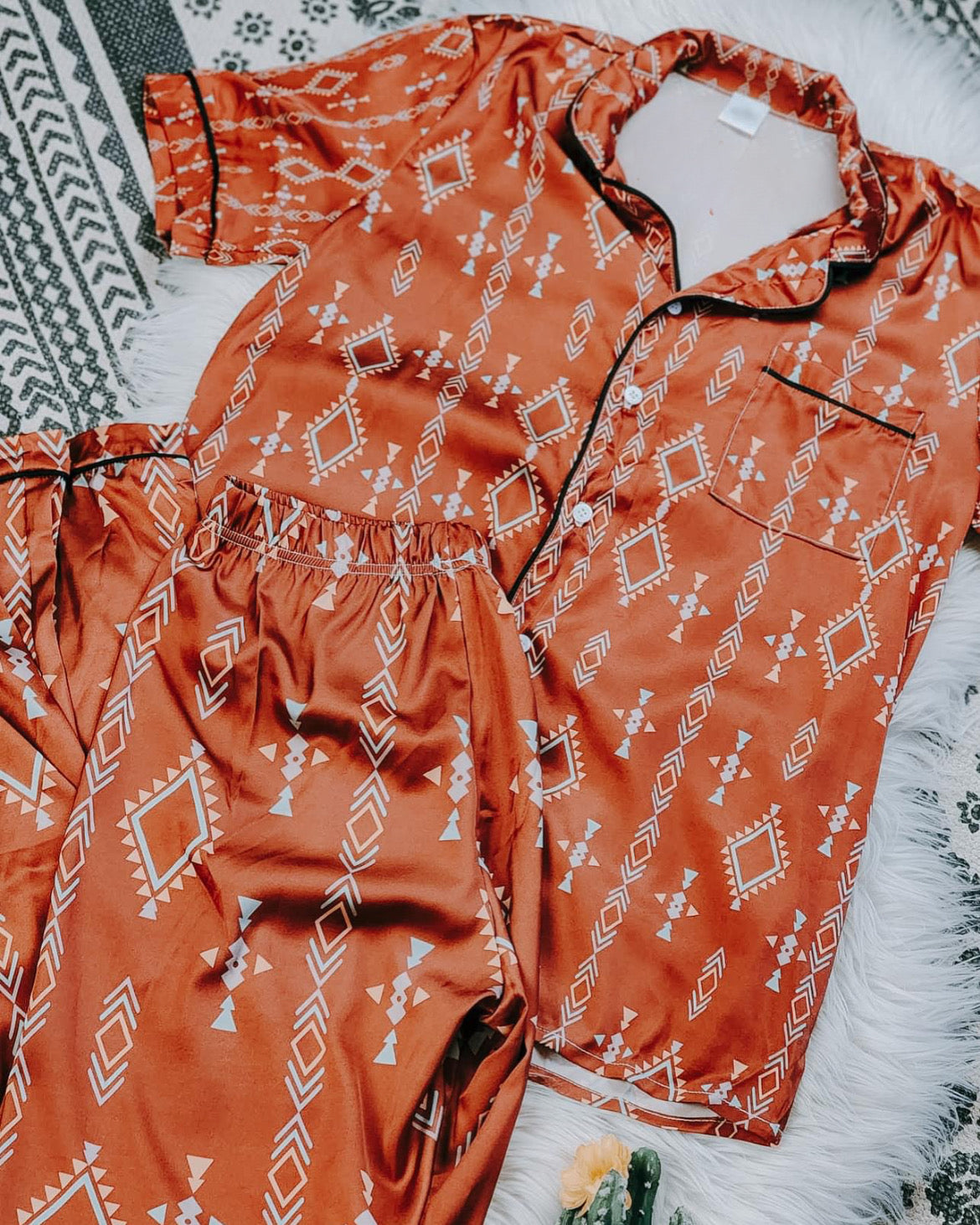 Southwestern Rust Aztec Pajama Set - Imperfectly Perfect Boutique