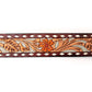 LC-ADBLF120 Tooled Leather Belt - Red Floral with Tan Scrolls and Diamond Border - Imperfectly Perfect Boutique