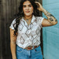 Beige Aztec Printed Pearl Snap Button Down Top LUCKY & BLESSED