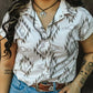 Beige Aztec Printed Pearl Snap Button Down Top LUCKY & BLESSED