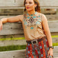 Beige Aztec Printed Stretch Top LUCKY & BLESSED