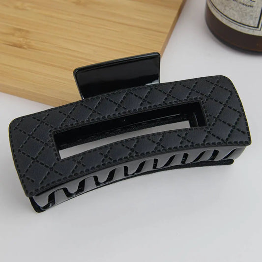 Vintage Rectangle PU Leather Hair Claw - Imperfectly Perfect Boutique