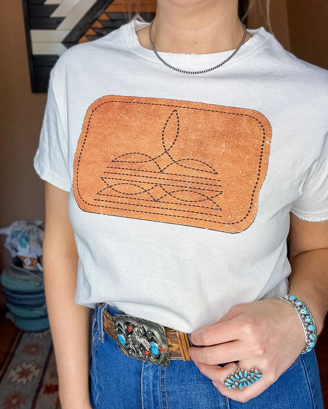Boot Stitch Patch Tee Imperfectly Perfect Boutique
