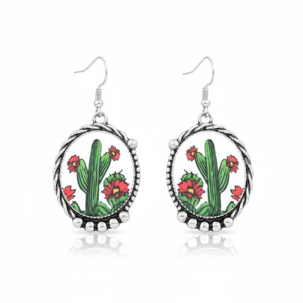 Cactus Oval Drop Earrings Imperfectly Perfect Boutique