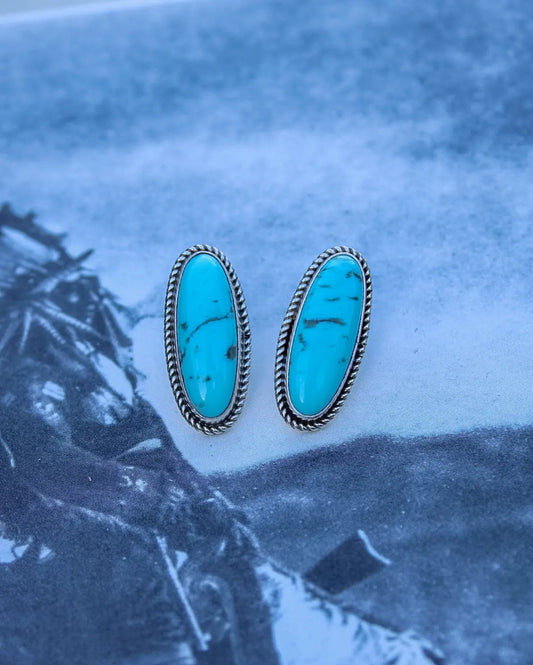 Campitos Oval Turquoise Earrings - Imperfectly Perfect Boutique
