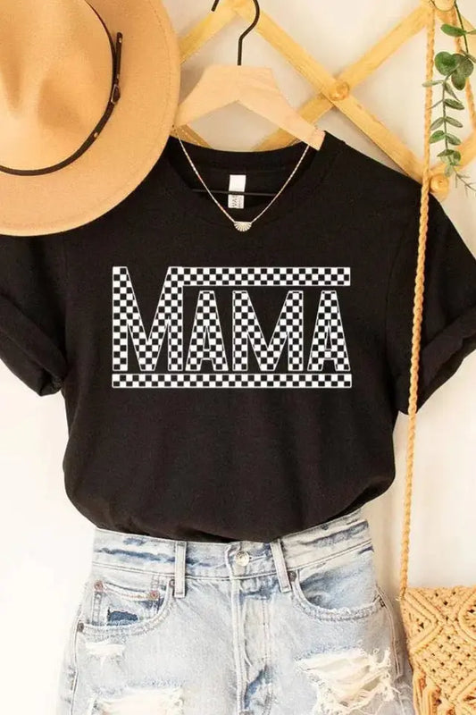 Checkered MAMA Graphic Tee Imperfectly Perfect Boutique