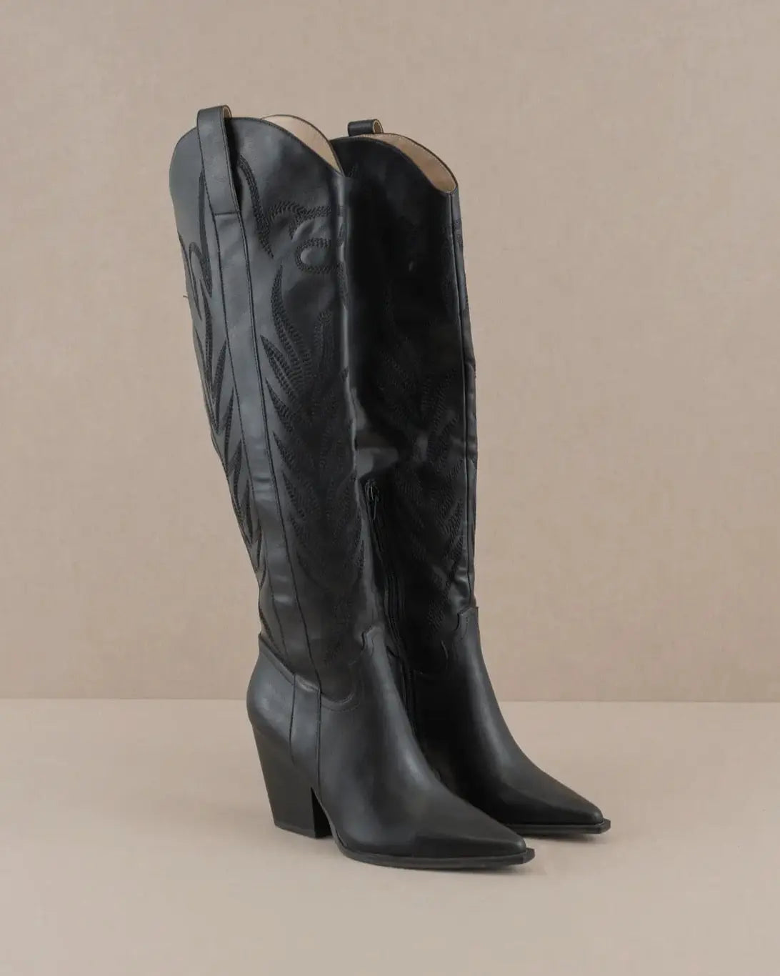 Cheyenne Knee High Western Boots - Black Oasis Society