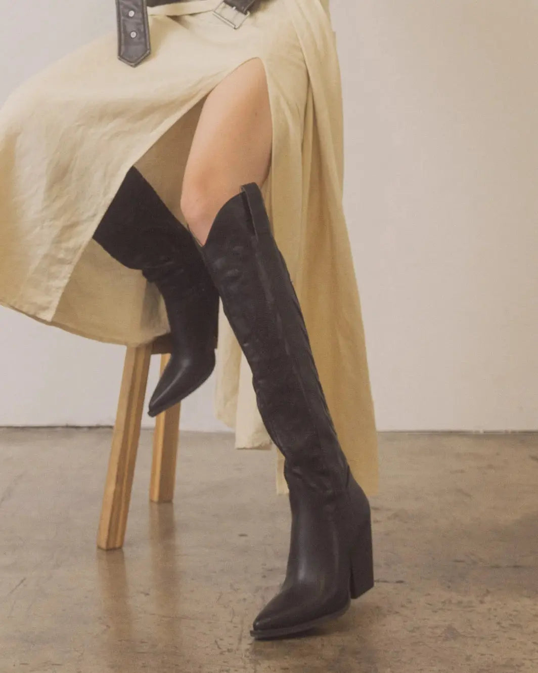 Cheyenne Knee High Western Boots - Black - Imperfectly Perfect Boutique