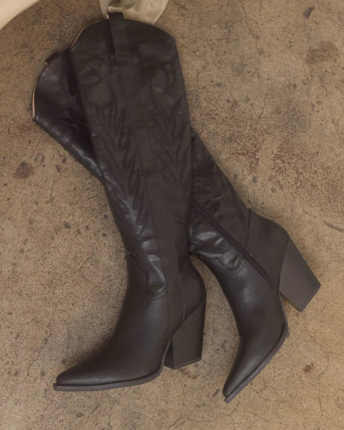 Cheyenne Knee High Western Boots - Black - Imperfectly Perfect Boutique
