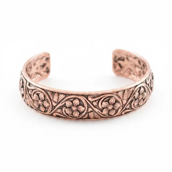 Copper Floral Cuff Bracelet Imperfectly Perfect Boutique