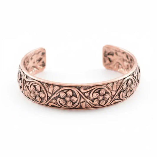 Copper Floral Cuff Bracelet Imperfectly Perfect Boutique