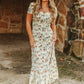 Cream Running Horse Printed Ruffle Hem Dress - Imperfectly Perfect Boutique