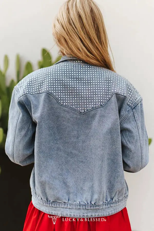 Mid Wash Stretch Denim Western Yoke Bomber Jacket - Imperfectly Perfect Boutique