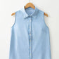 Denim Sleeveless Button Front Shirt - Imperfectly Perfect Boutique