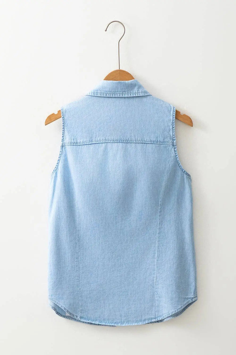 Denim Sleeveless Button Front Shirt - Imperfectly Perfect Boutique