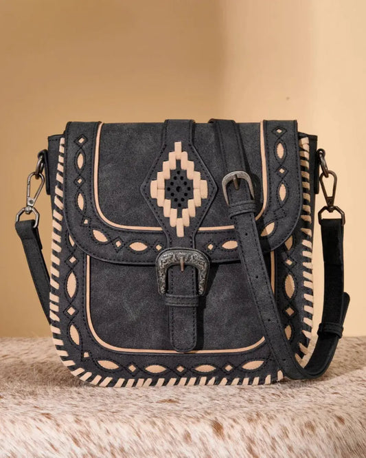 Desert Dune Aztec Crossbody Bag - Midnight Black Imperfectly Perfect Boutique