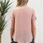 SHORT TAB SLEEVE SPLIT NECK  LACE TRIM BLOUSE - Imperfectly Perfect Boutique
