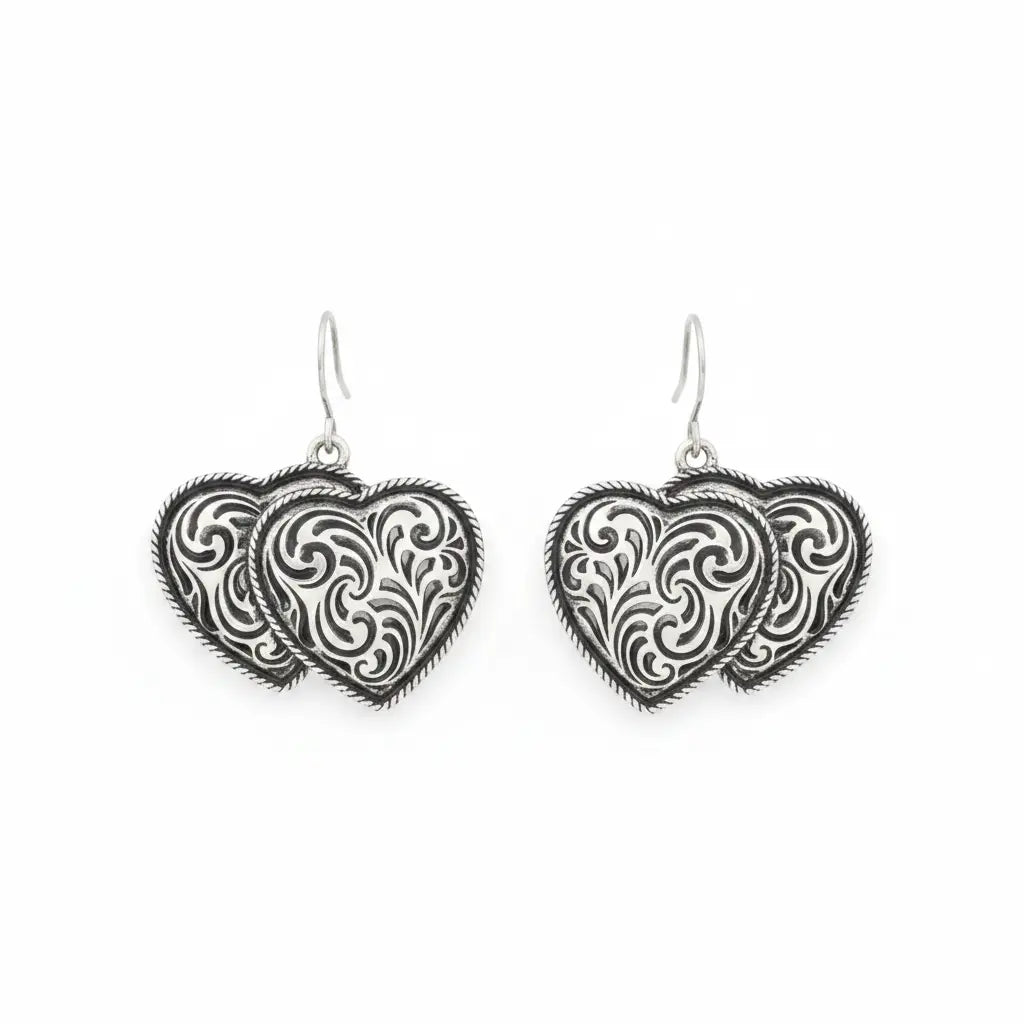 Engraved Filigree Heart Drop Earrings Imperfectly Perfect Boutique