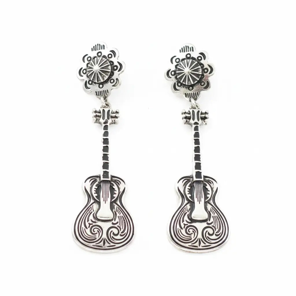 Engraved Guitar Drop Earrings Imperfectly Perfect Boutique