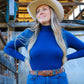 Jane Mock Neck Ribbed Top - Teal Blue - Imperfectly Perfect Boutique