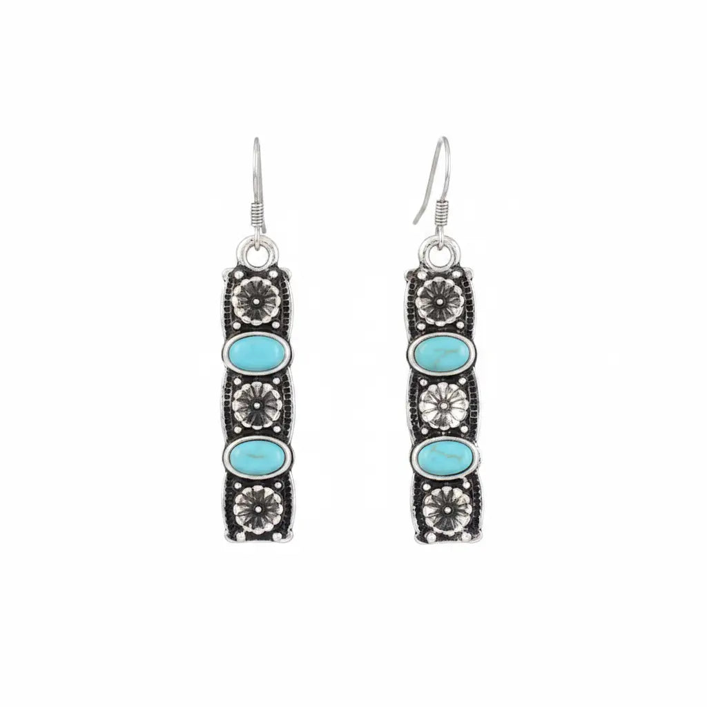 Faux Turquoise & Floral Stud Dangle Earrings Imperfectly Perfect Boutique