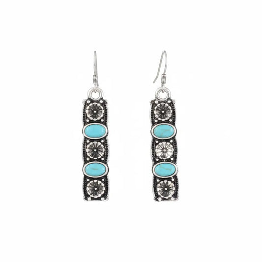 Faux Turquoise & Floral Stud Dangle Earrings Imperfectly Perfect Boutique