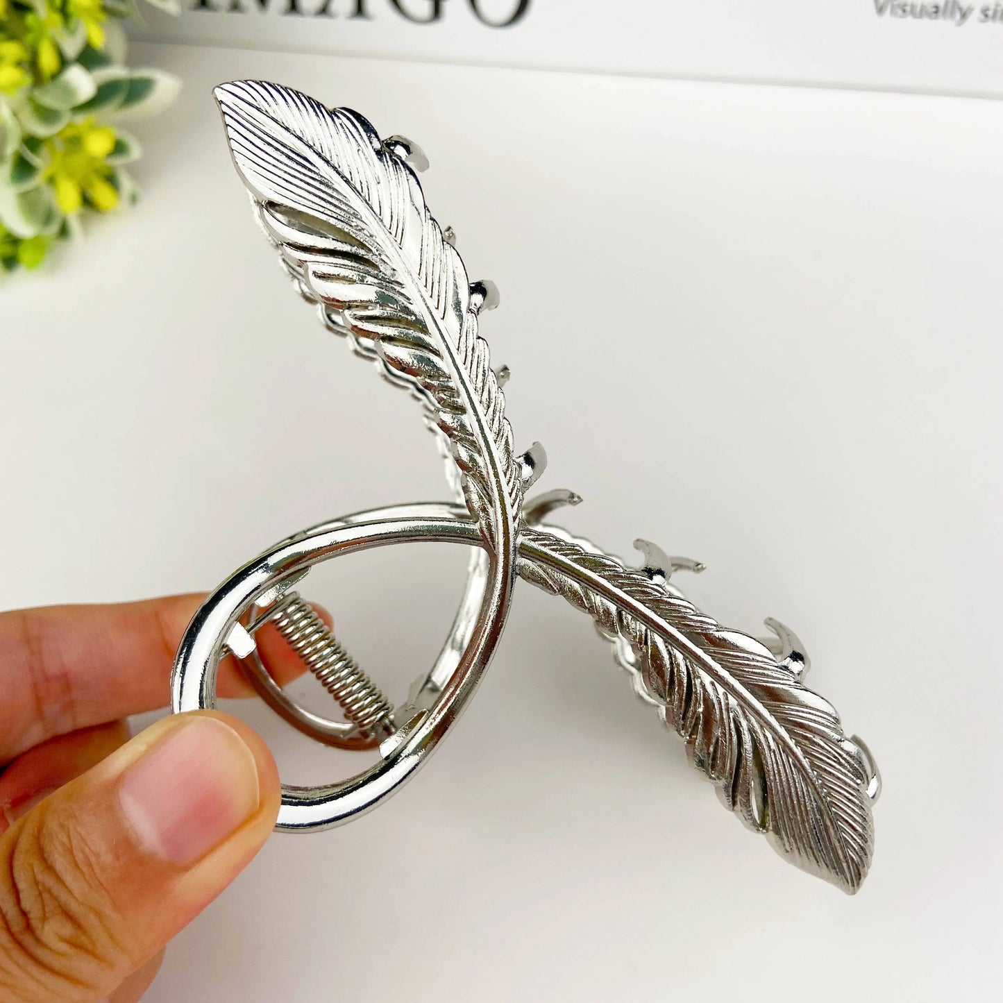 Metal Feather Cross Hair Clip - Imperfectly Perfect Boutique