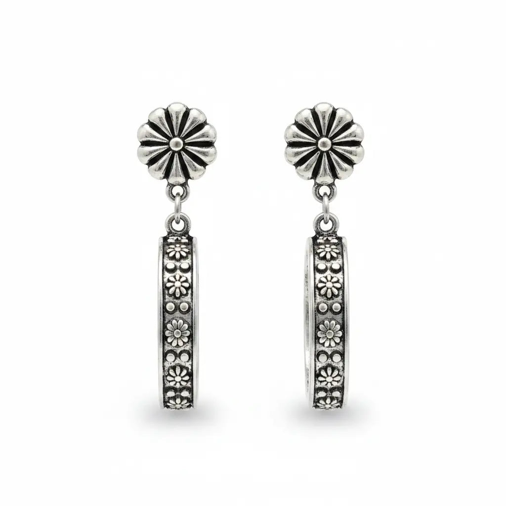 Floral Embossed Stud Dangle Earrings Imperfectly Perfect Boutique