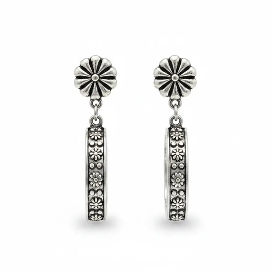 Floral Embossed Stud Dangle Earrings Imperfectly Perfect Boutique
