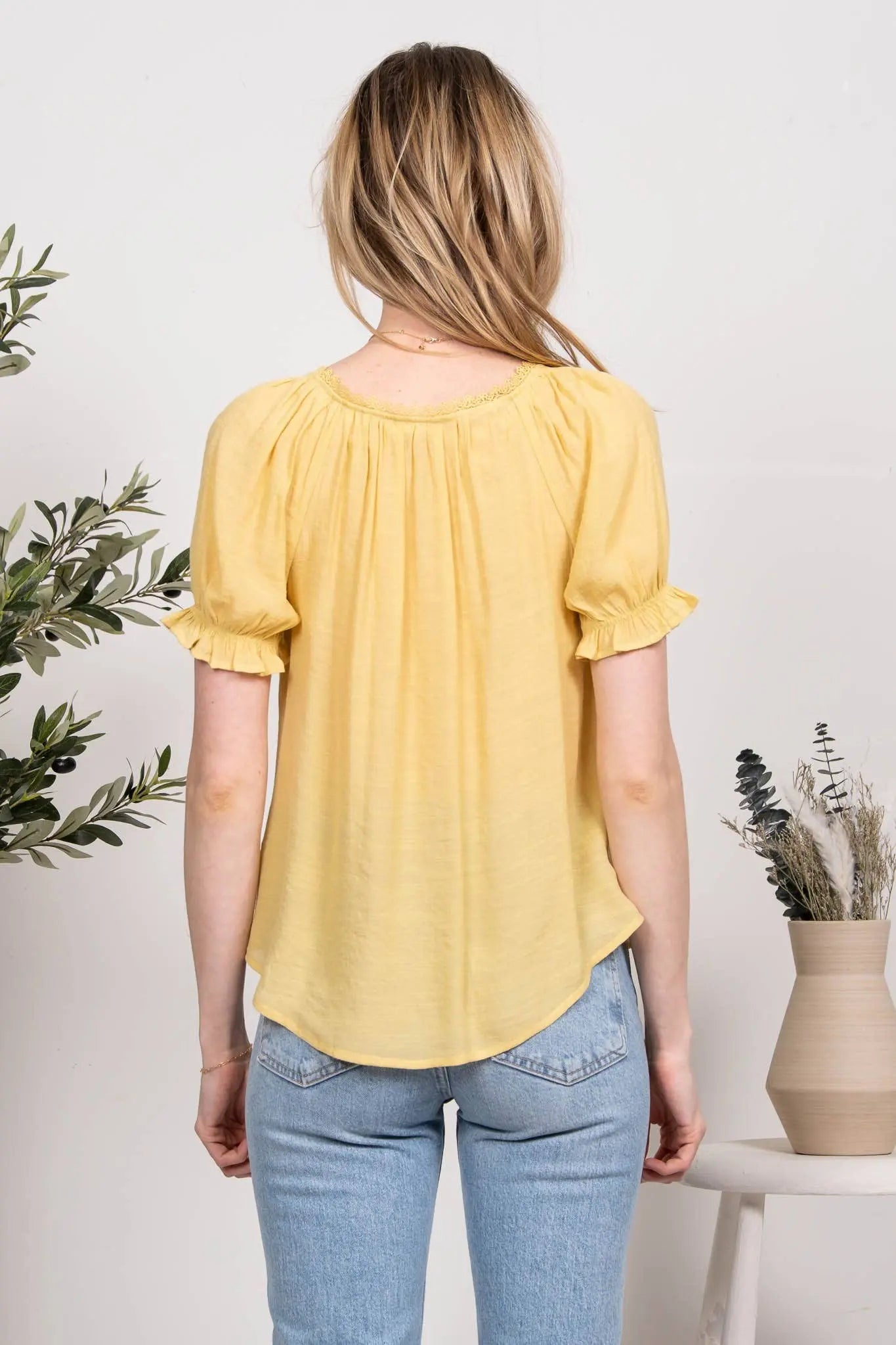 FLORAL EMBROIDERY WOVEN TOP - Imperfectly Perfect Boutique